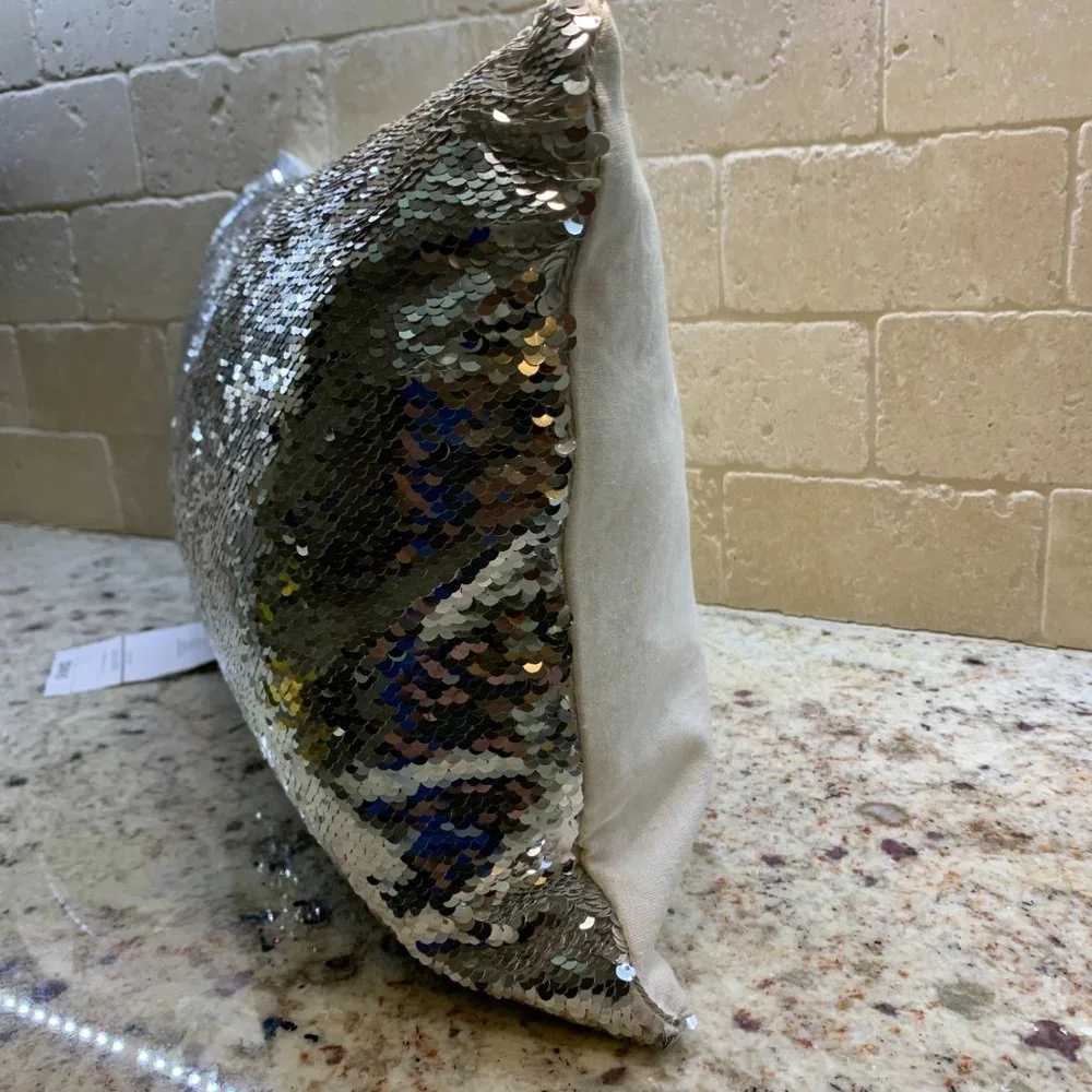 Pier 1 Reversible Sequin Pillow Silver